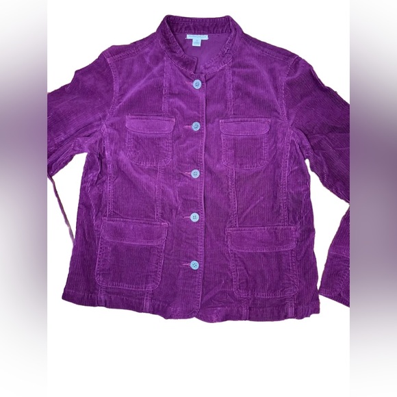 Charter Club Corduroy Jacket Womens Medium Burgundy Button Up Pockets Slim Fit - Picture 2 of 6